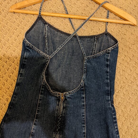 Vintage Sisley Denim Mini open back boyish sexy Dress – Made in Italy – XS - Picture 10 of 14